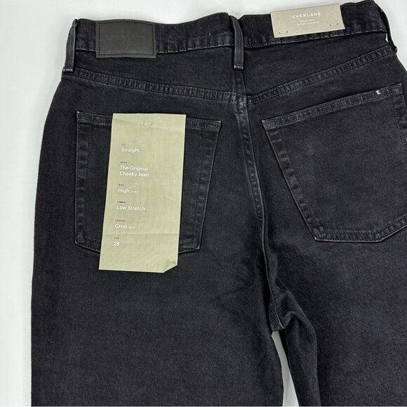 Everlane‎ Women's NWT Coal Black Original Cheeky Luxury Jeans W28-30/L26.5 Crop - Picture 6 of 11
